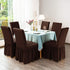 Bubble Jersey Fabric Dining Chair Covers - Chocolate Brown