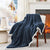 Premium Double Sided Sherpa Fleece Blanket -Navy Blue  (220 x 230 cm)